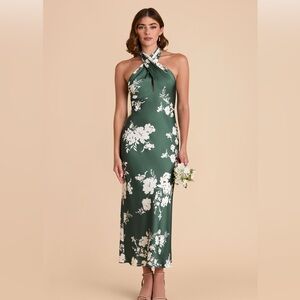 Birdy Grey Monique Dress Matte Satin Eucalyptus Whimsical Blooms